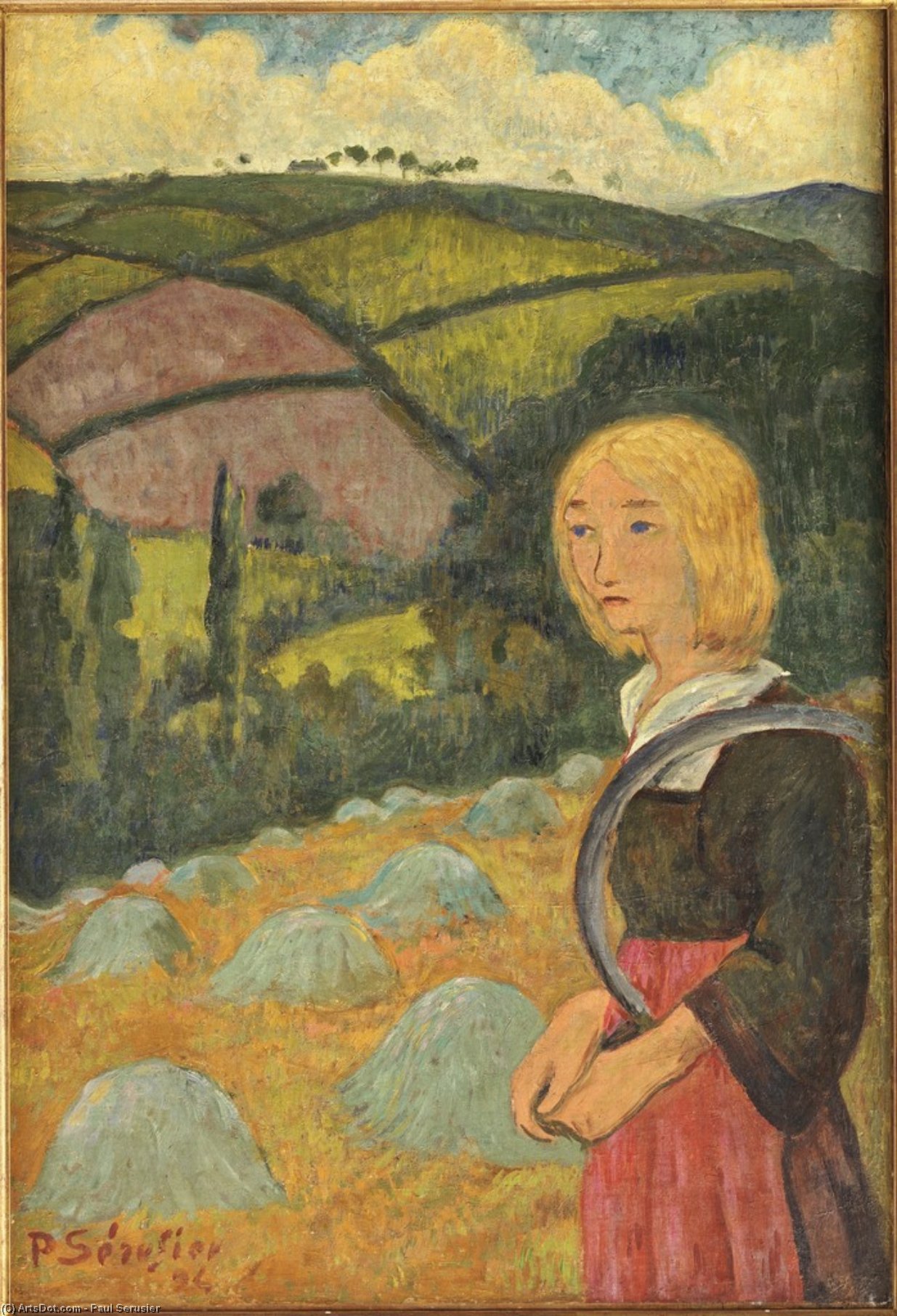 Wikioo.org - The Encyclopedia of Fine Arts - Painting, Artwork by Paul Serusier - Young Breton Girl and Haystacks