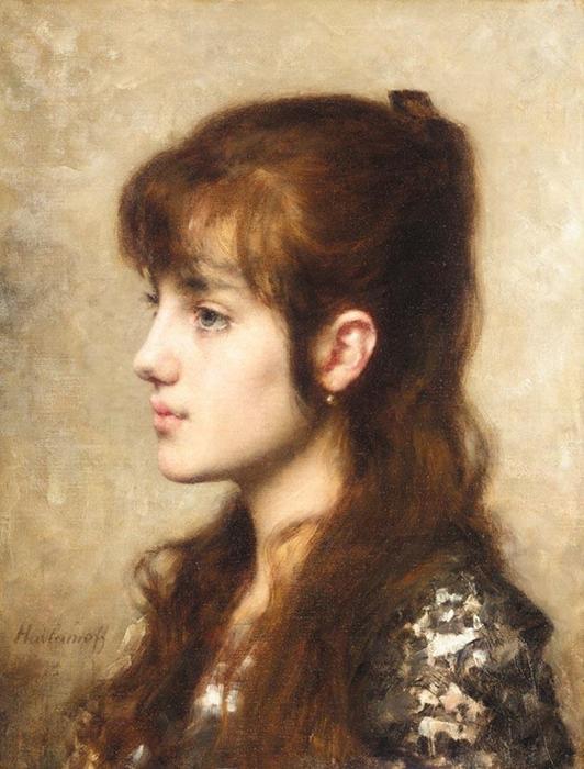 Wikioo.org - The Encyclopedia of Fine Arts - Painting, Artwork by Alexei Alexeievich Harlamoff - A Young Girl