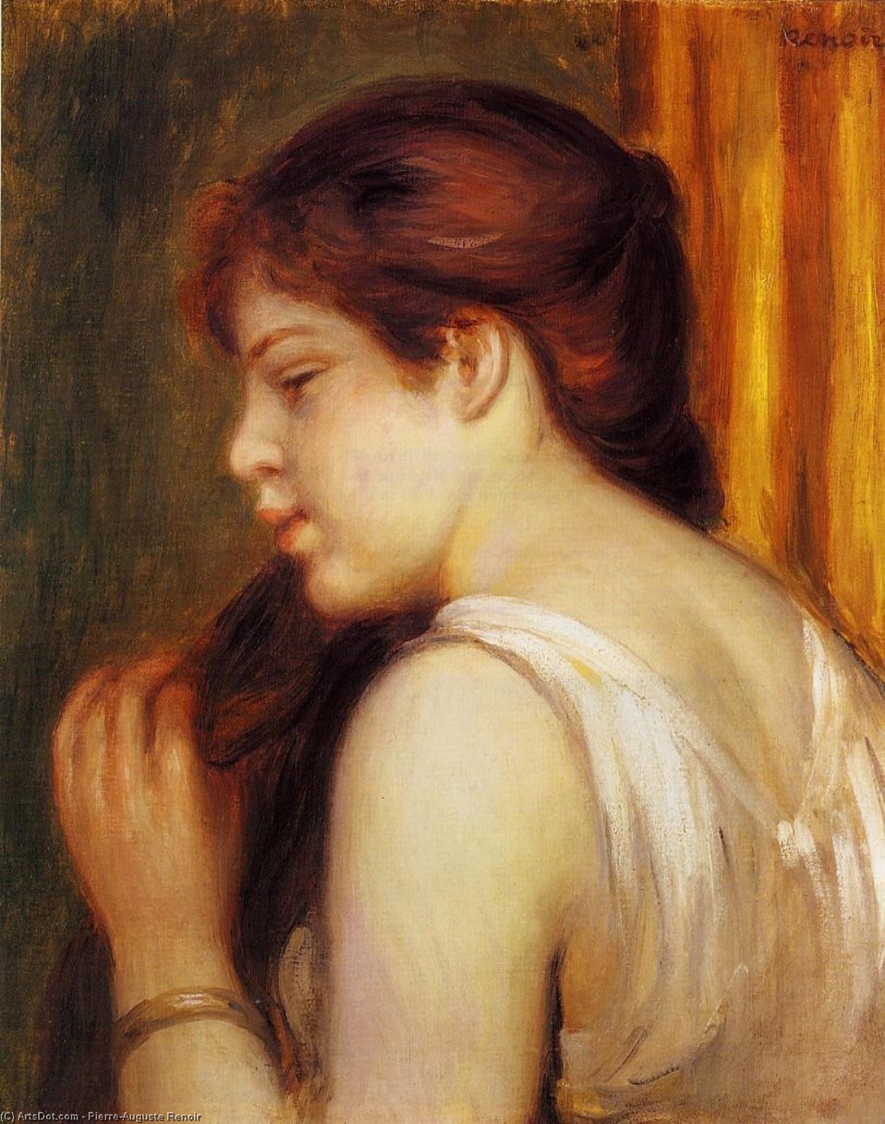 Wikioo.org - The Encyclopedia of Fine Arts - Painting, Artwork by Pierre-Auguste Renoir - Young Girl Combing Her Hair