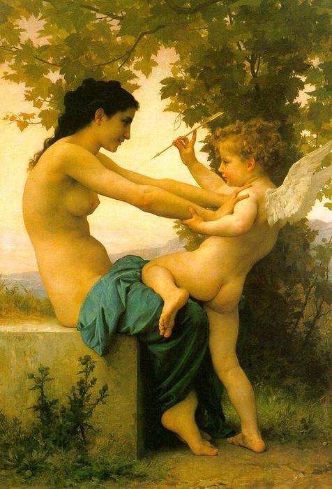 WikiOO.org - Enciclopédia das Belas Artes - Pintura, Arte por William Adolphe Bouguereau - Young Girl Defending Herself Against Eros