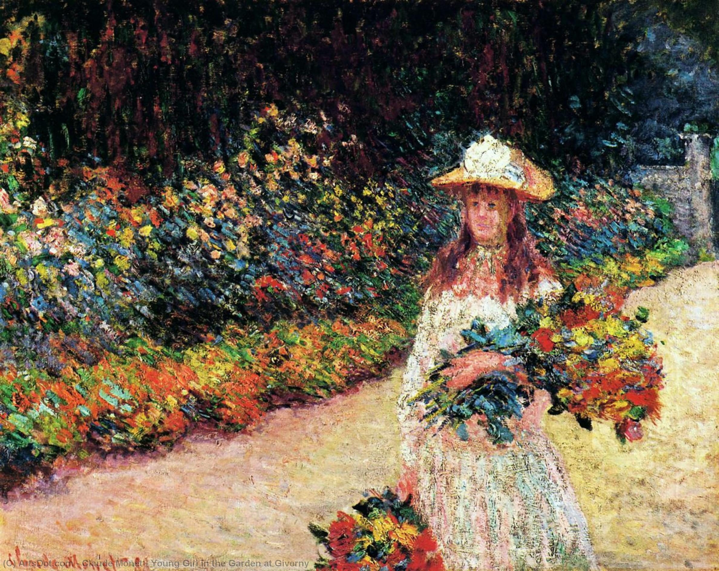 Wikoo.org - موسوعة الفنون الجميلة - اللوحة، العمل الفني Claude Monet - Young Girl in the Garden at Giverny