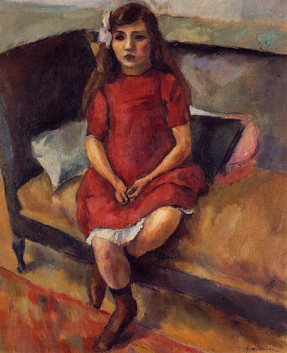 WikiOO.org - אנציקלופדיה לאמנויות יפות - ציור, יצירות אמנות Julius Mordecai Pincas - Young Girl in Red