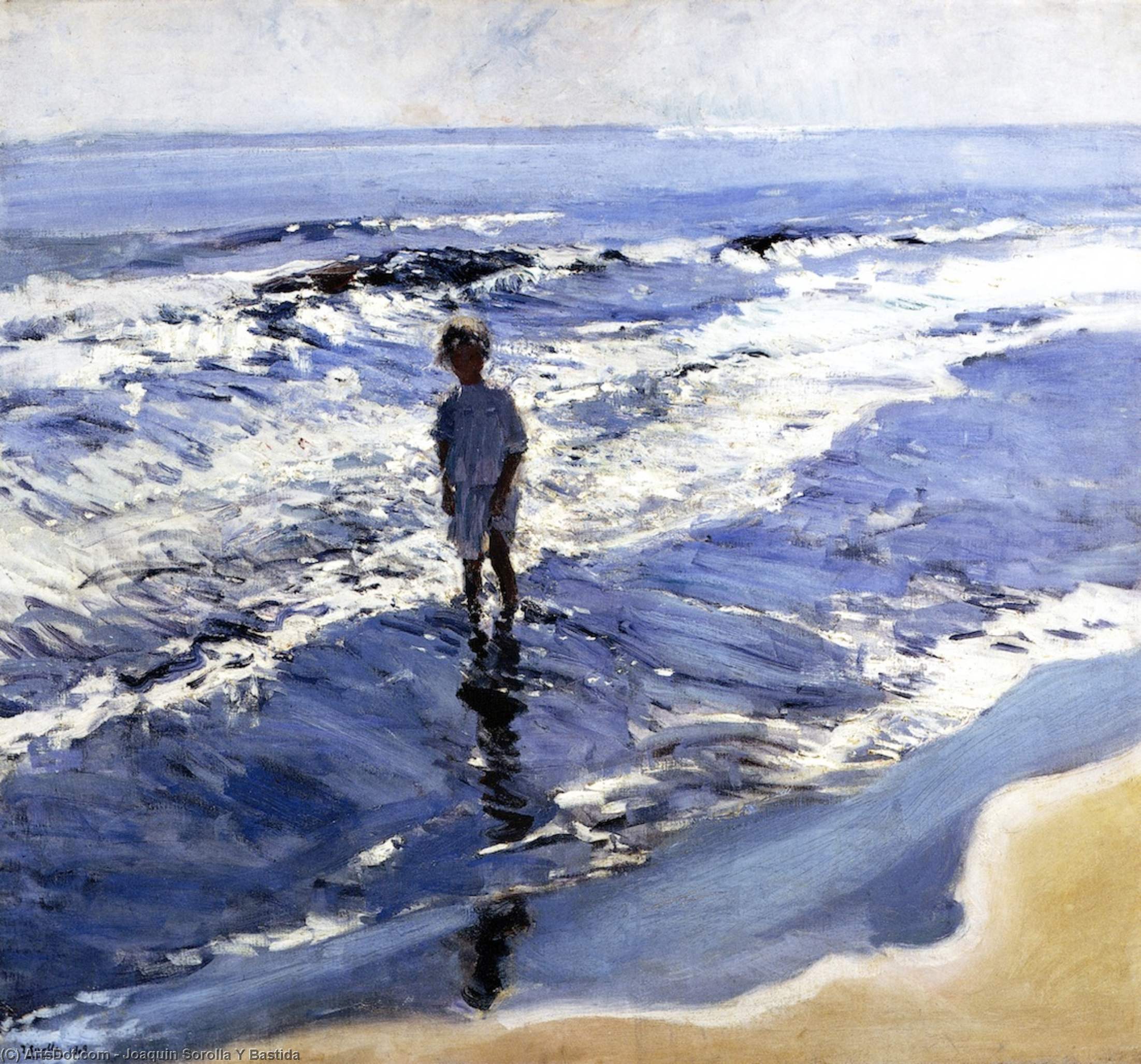 Wikioo.org - The Encyclopedia of Fine Arts - Painting, Artwork by Joaquin Sorolla Y Bastida - Young Girl in a Silvery Sea