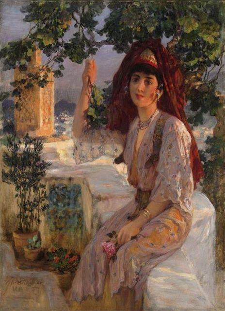 WikiOO.org - אנציקלופדיה לאמנויות יפות - ציור, יצירות אמנות Frederick Arthur Bridgman - Young girl of Tlemcen, Algeria