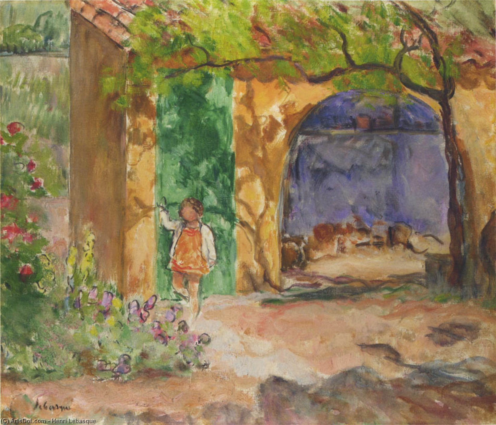 Wikioo.org - The Encyclopedia of Fine Arts - Painting, Artwork by Henri Lebasque - Young girl on the veranda at St Tropez