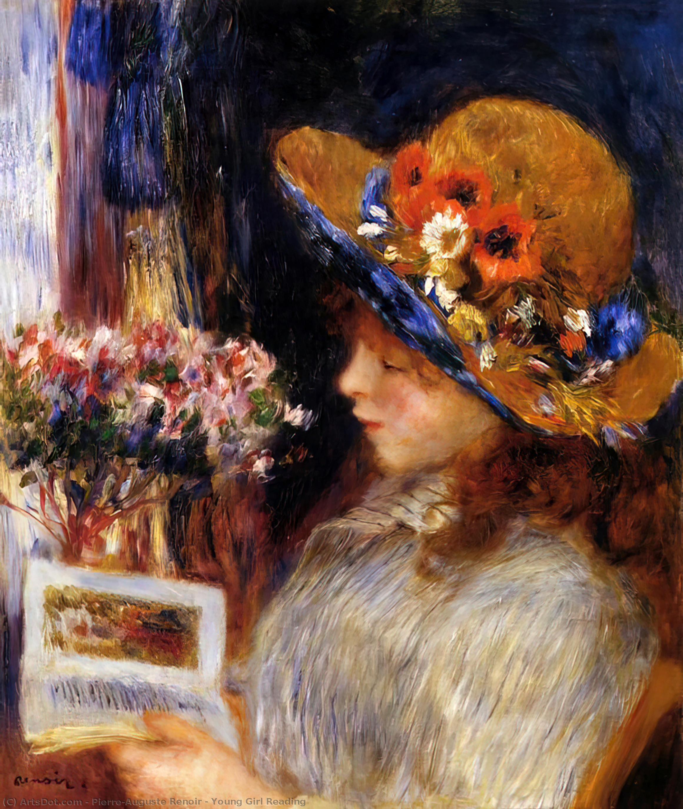 Wikioo.org – La Enciclopedia de las Bellas Artes - Pintura, Obras de arte de Pierre-Auguste Renoir - niña joven leyendo