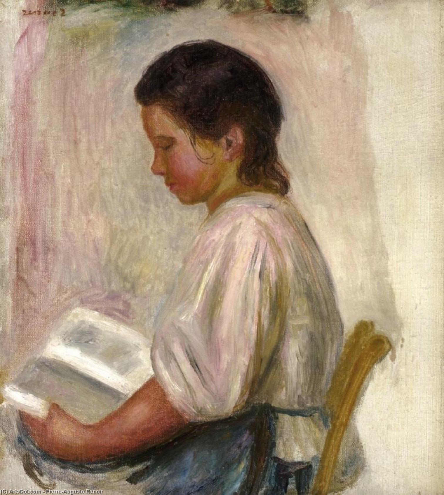 Wikioo.org – L'Encyclopédie des Beaux Arts - Peinture, Oeuvre de Pierre-Auguste Renoir - jeune fille lecture