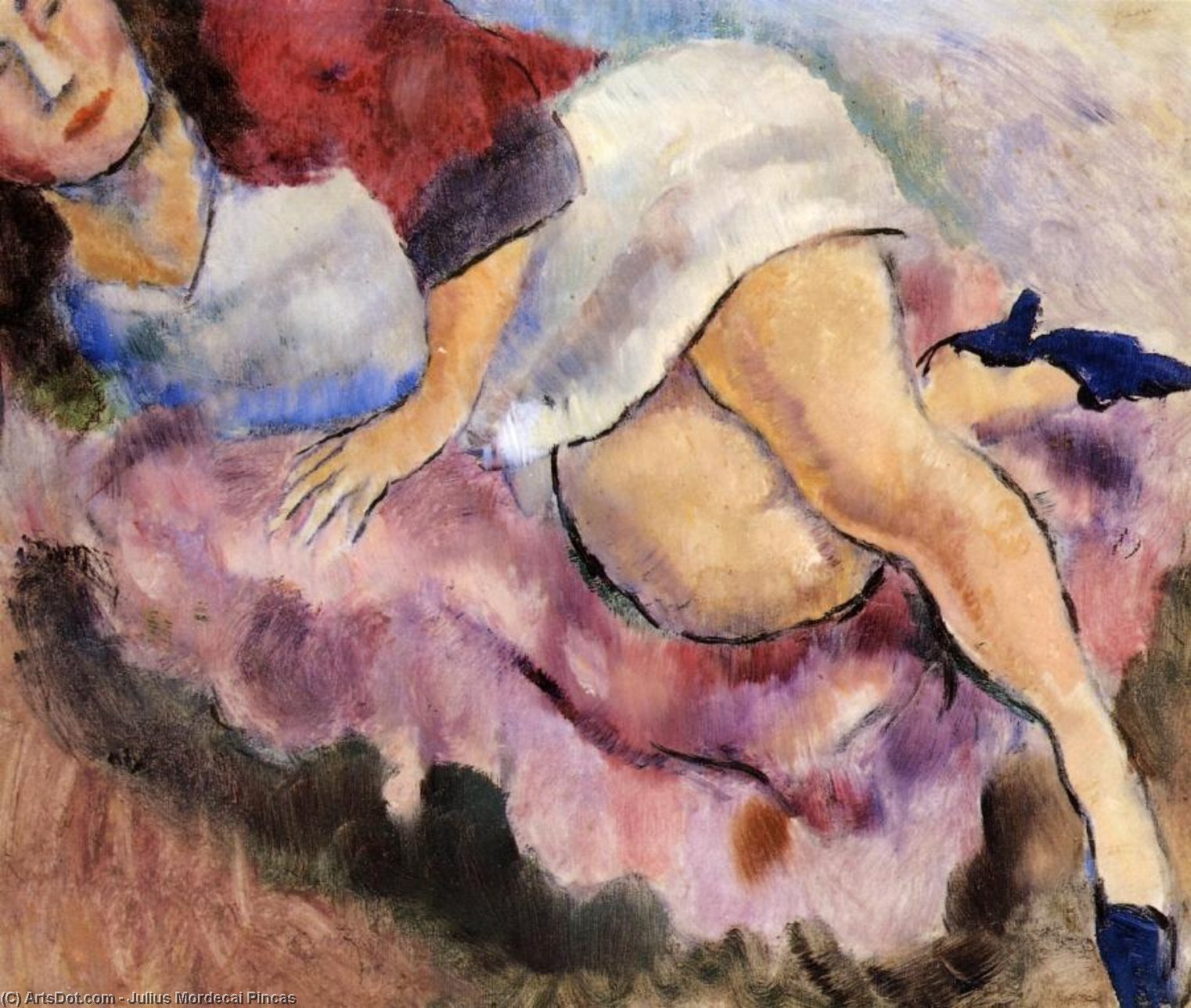 WikiOO.org - Encyclopedia of Fine Arts - Maľba, Artwork Julius Mordecai Pincas - Young Girl Reclining