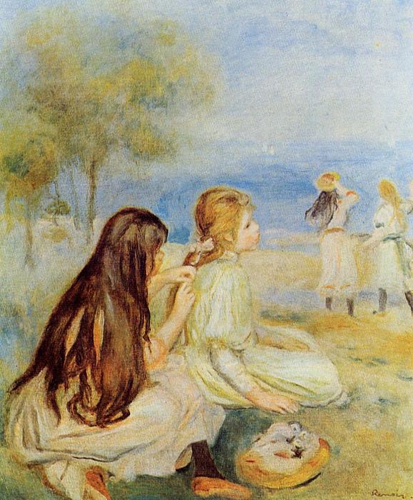 Wikioo.org - The Encyclopedia of Fine Arts - Painting, Artwork by Pierre-Auguste Renoir - Young Girls by the Sea
