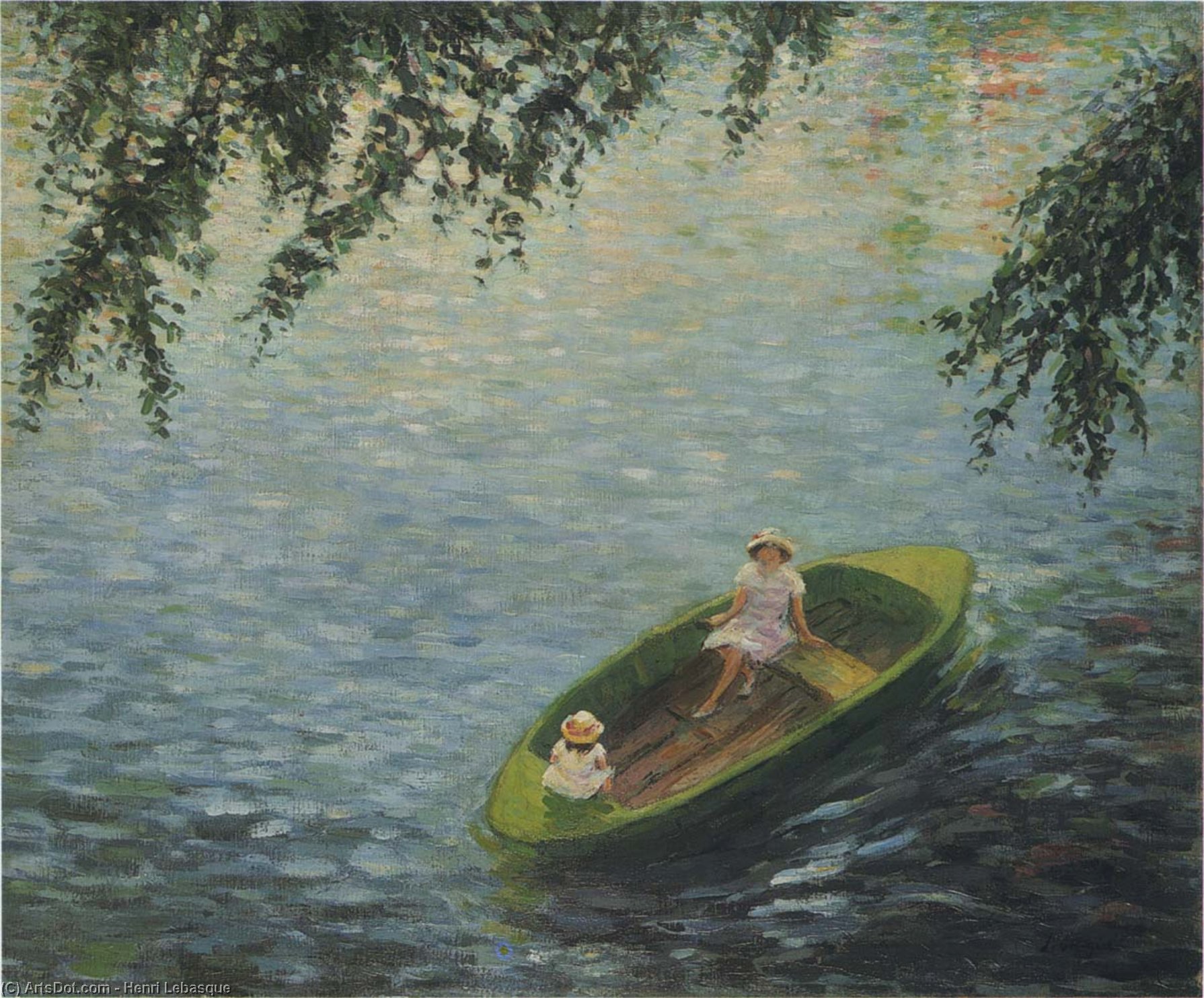 Wikioo.org - The Encyclopedia of Fine Arts - Painting, Artwork by Henri Lebasque - Young girls in a boat on the Marne