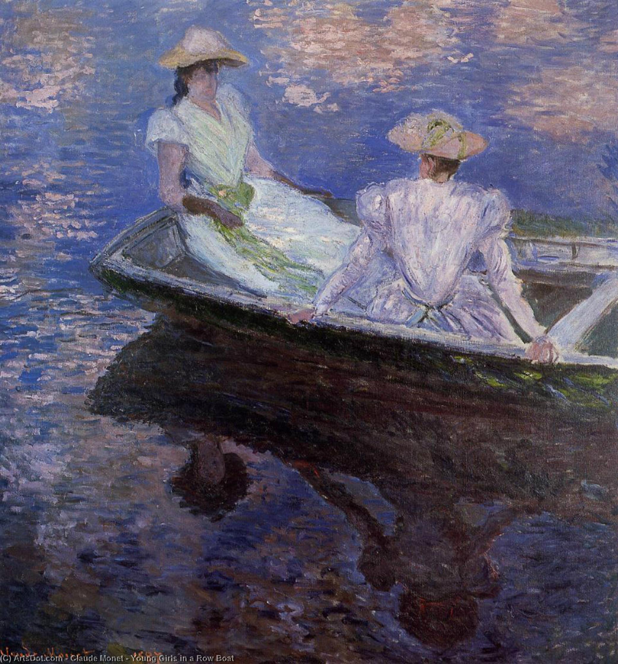Wikioo.org - The Encyclopedia of Fine Arts - Painting, Artwork by Claude Monet - Young Girls in a Row Boat