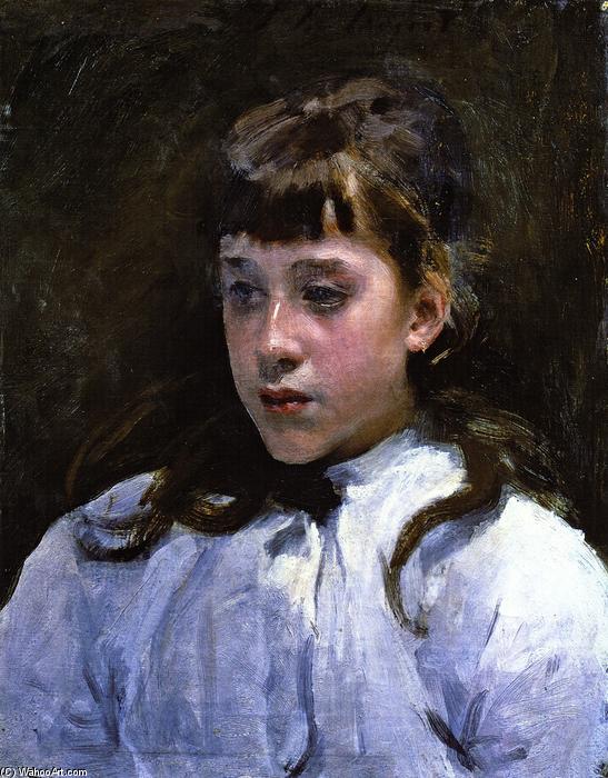 Wikioo.org - The Encyclopedia of Fine Arts - Painting, Artwork by John Singer Sargent - Young Girl Wearing a White Muslin Blouse