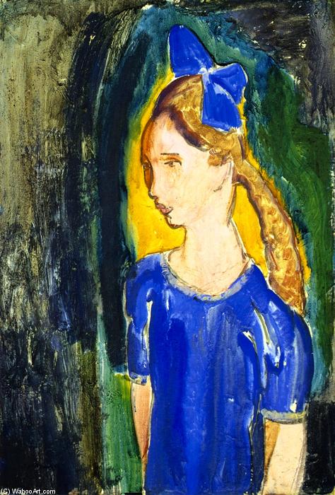Wikioo.org - The Encyclopedia of Fine Arts - Painting, Artwork by Alfred Henry Maurer - Young Girl with Blue Bow