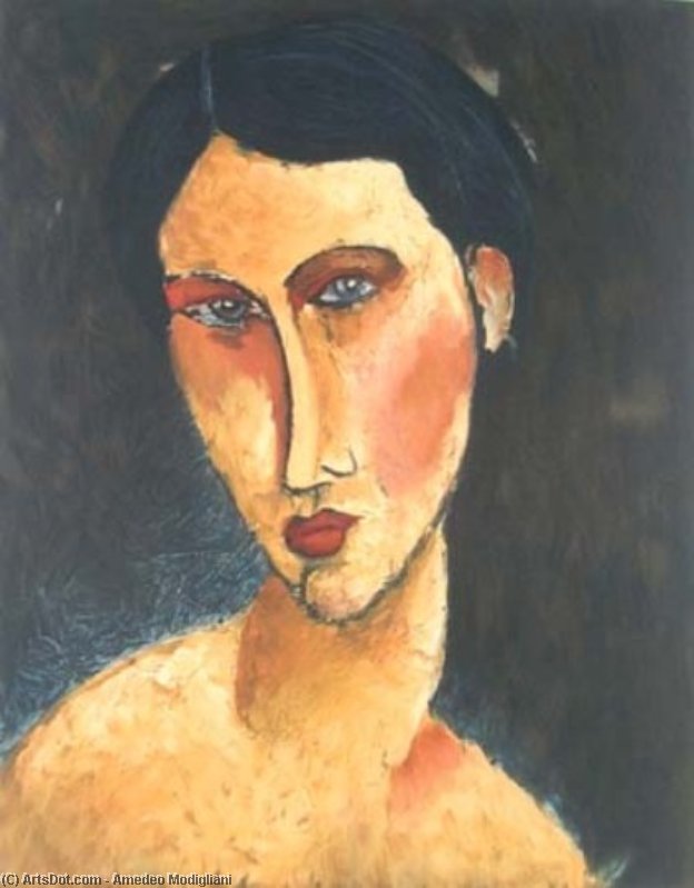 Wikioo.org - The Encyclopedia of Fine Arts - Painting, Artwork by Amedeo Modigliani - Young Girl with Blue Eyes (also known as Jeune femme aux yeux bleus)