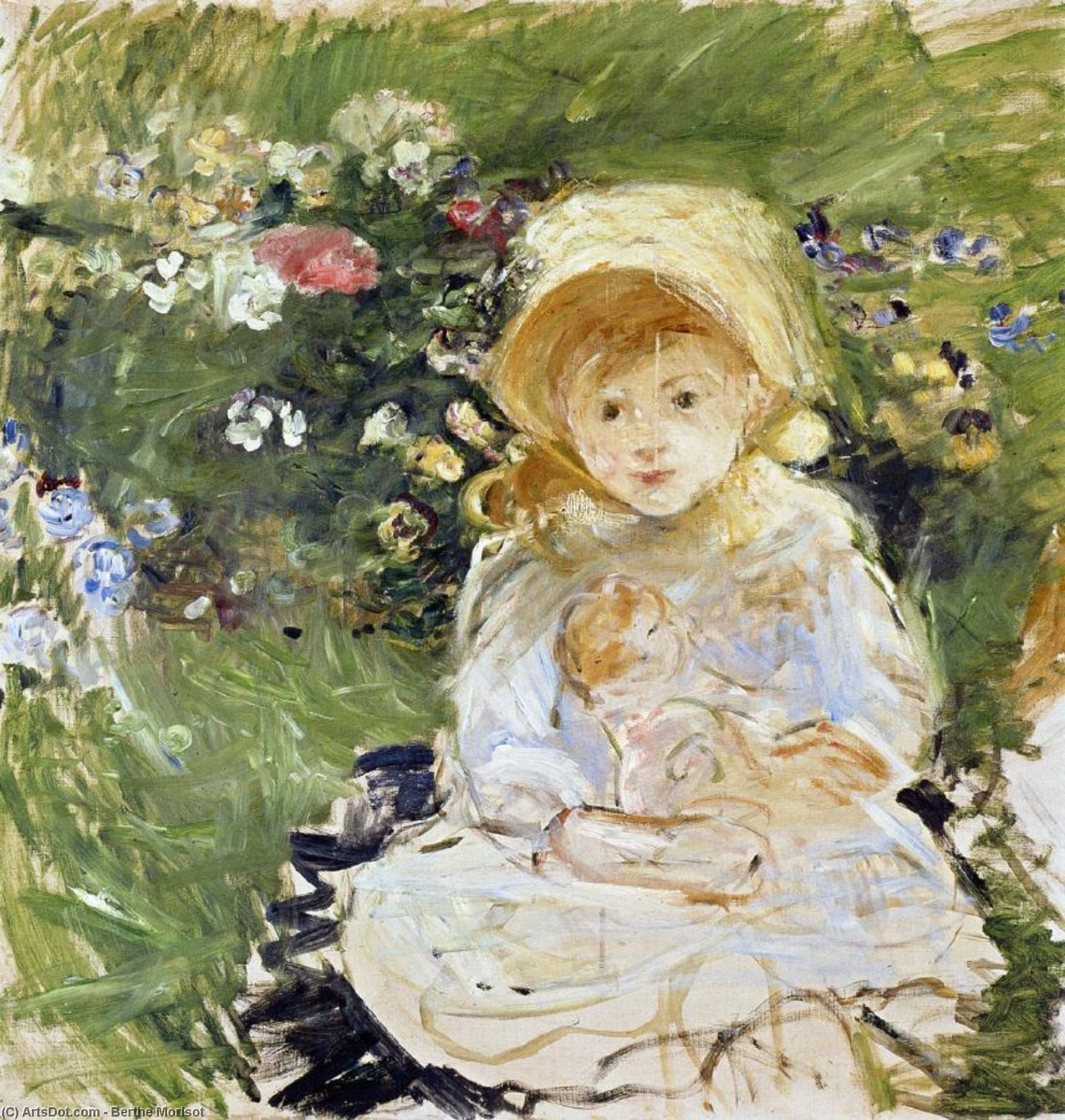 Wikioo.org - สารานุกรมวิจิตรศิลป์ - จิตรกรรม Berthe Morisot - Young Girl with Doll