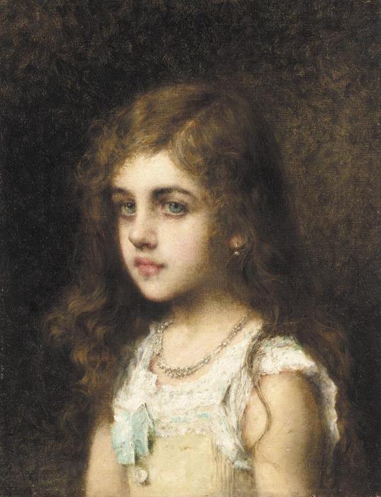 WikiOO.org - Enciclopedia of Fine Arts - Pictura, lucrări de artă Alexei Alexeievich Harlamoff - Young Girl With A Turquoise Bow