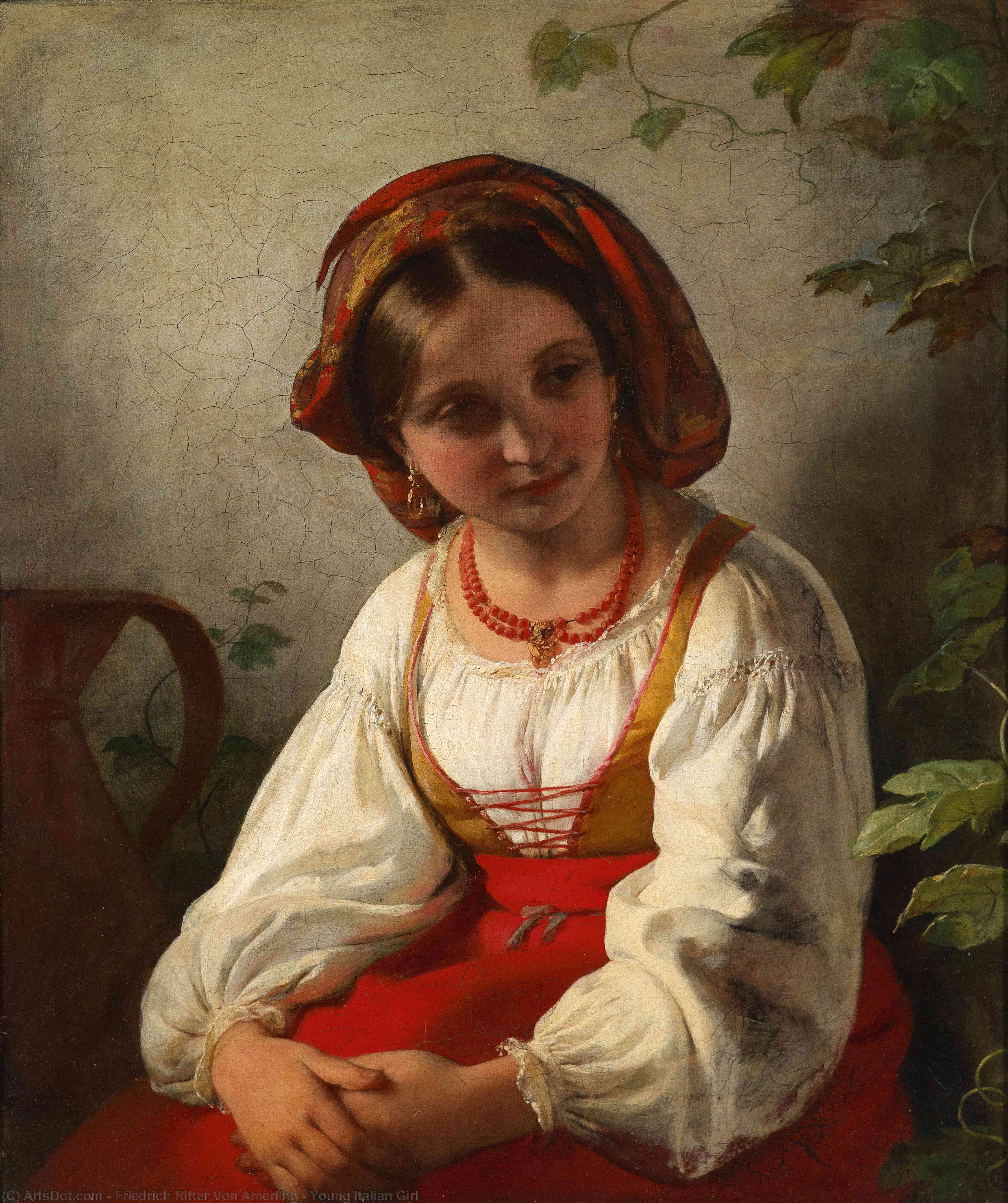 Wikioo.org - Die Enzyklopädie bildender Kunst - Malerei, Kunstwerk von Friedrich Ritter Von Amerling - Junge italienisch  Mädchen