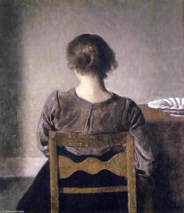 WikiOO.org - Encyclopedia of Fine Arts - Schilderen, Artwork Vilhelm (Hammershøi)Hammershoi - Young Lady, Resting''''