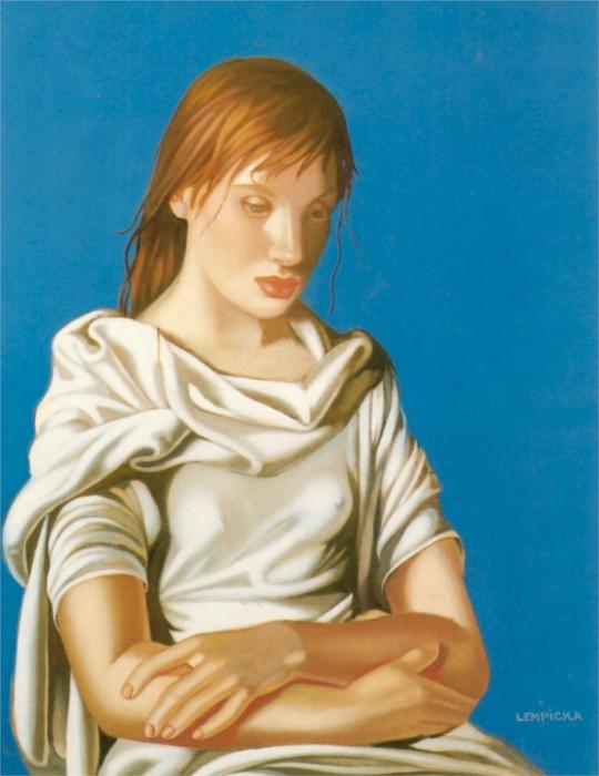 WikiOO.org - Enciclopédia das Belas Artes - Pintura, Arte por Tamara De Lempicka - Young Lady with Crossed Arms