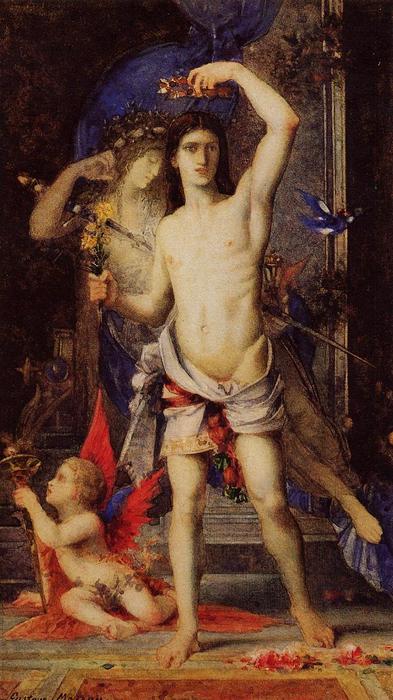 WikiOO.org - Encyclopedia of Fine Arts - Lukisan, Artwork Gustave Moreau - Young Man and Death