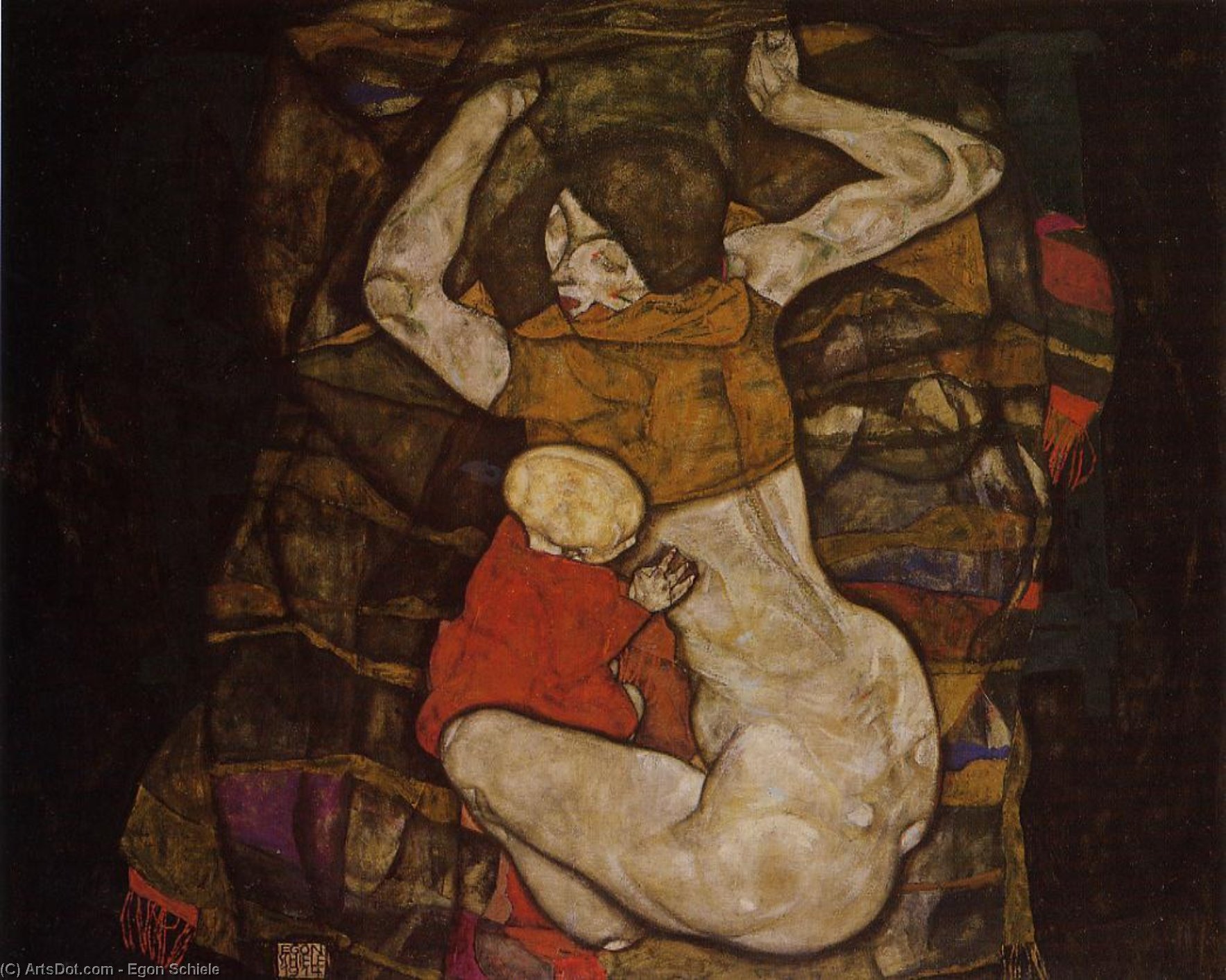Wikioo.org - The Encyclopedia of Fine Arts - Painting, Artwork by Egon Schiele - Young Mother (also known as Blind Mother)