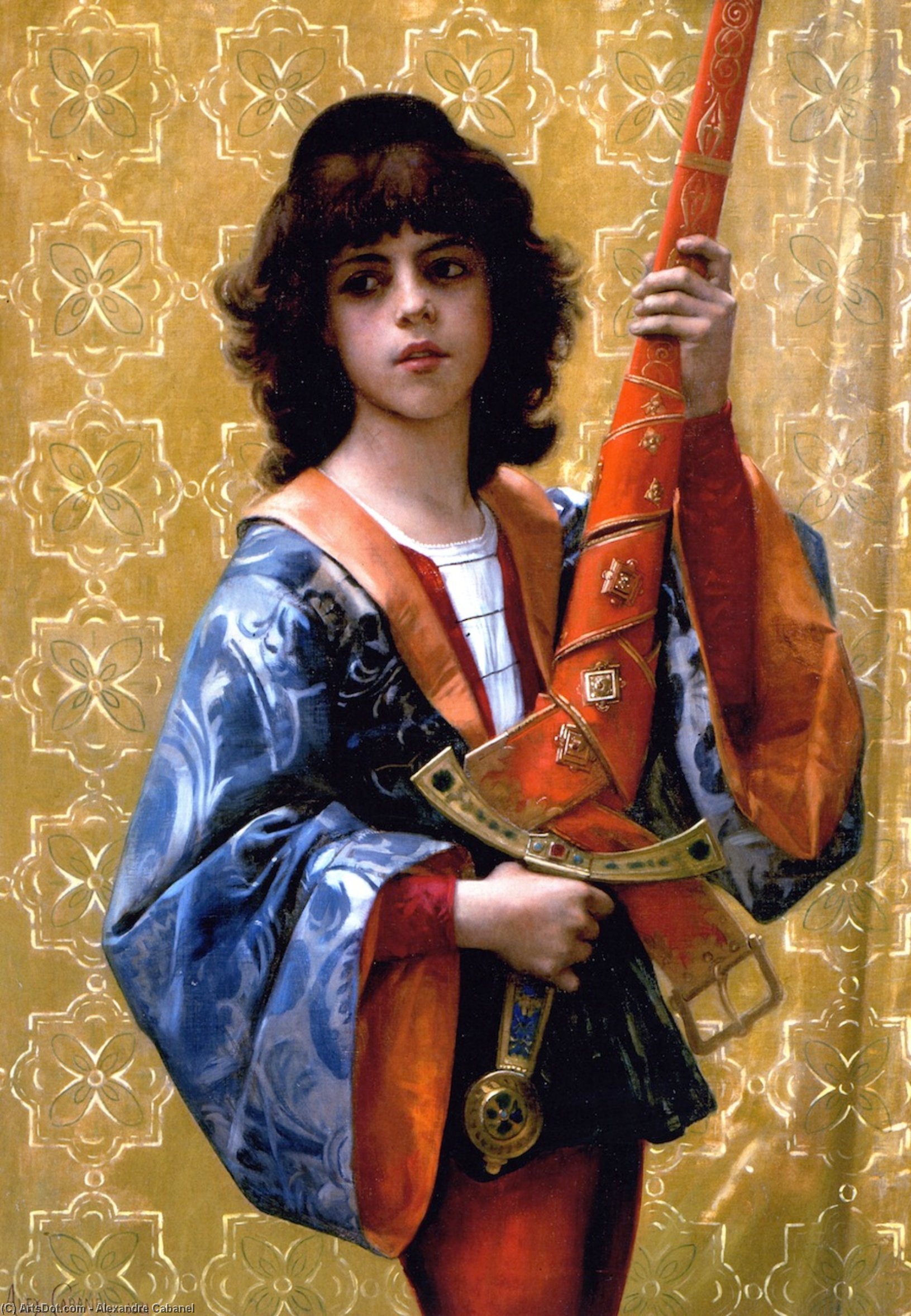 Wikioo.org - The Encyclopedia of Fine Arts - Painting, Artwork by Alexandre Cabanel - Young Page in Florentine Garg (also known as The Sword-Bearing Page)
