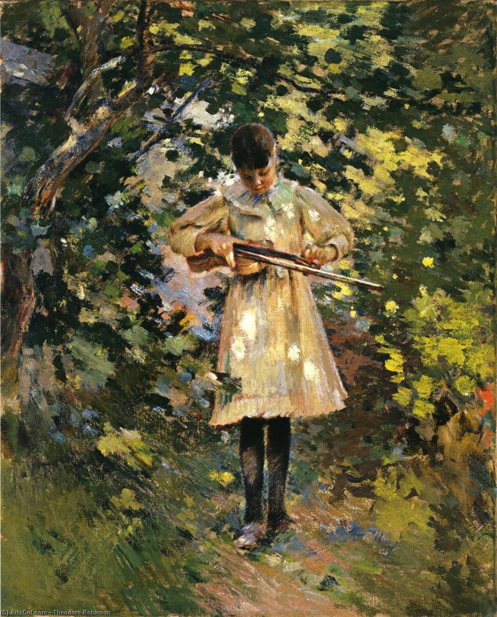 Wikioo.org - The Encyclopedia of Fine Arts - Painting, Artwork by Theodore Robinson - The Young Violinist (also known as Margaret Perry)
