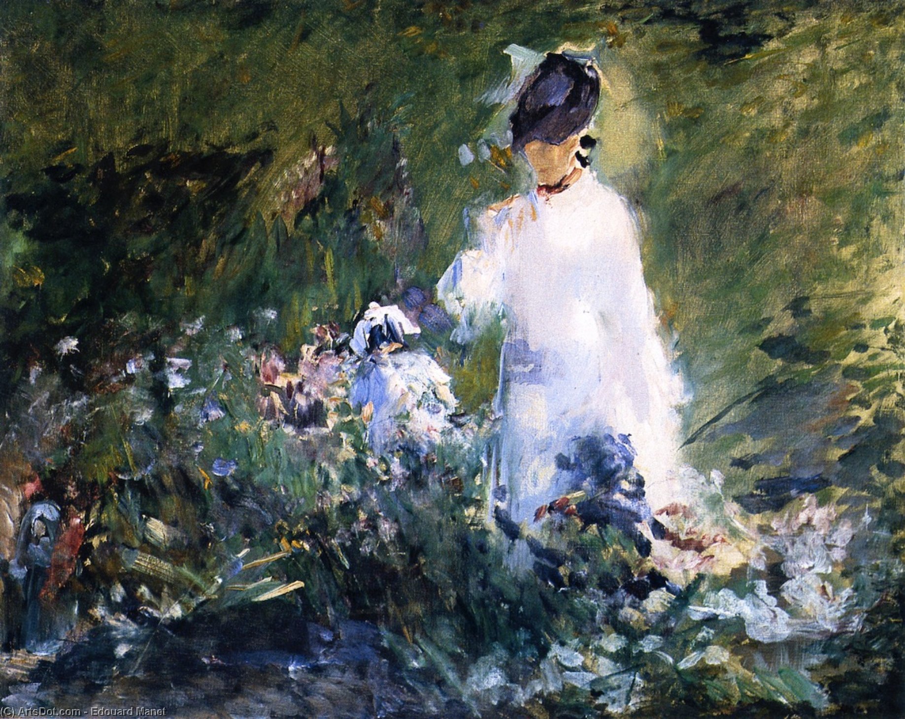 Wikioo.org - The Encyclopedia of Fine Arts - Painting, Artwork by Edouard Manet - Young Woman among Flowers