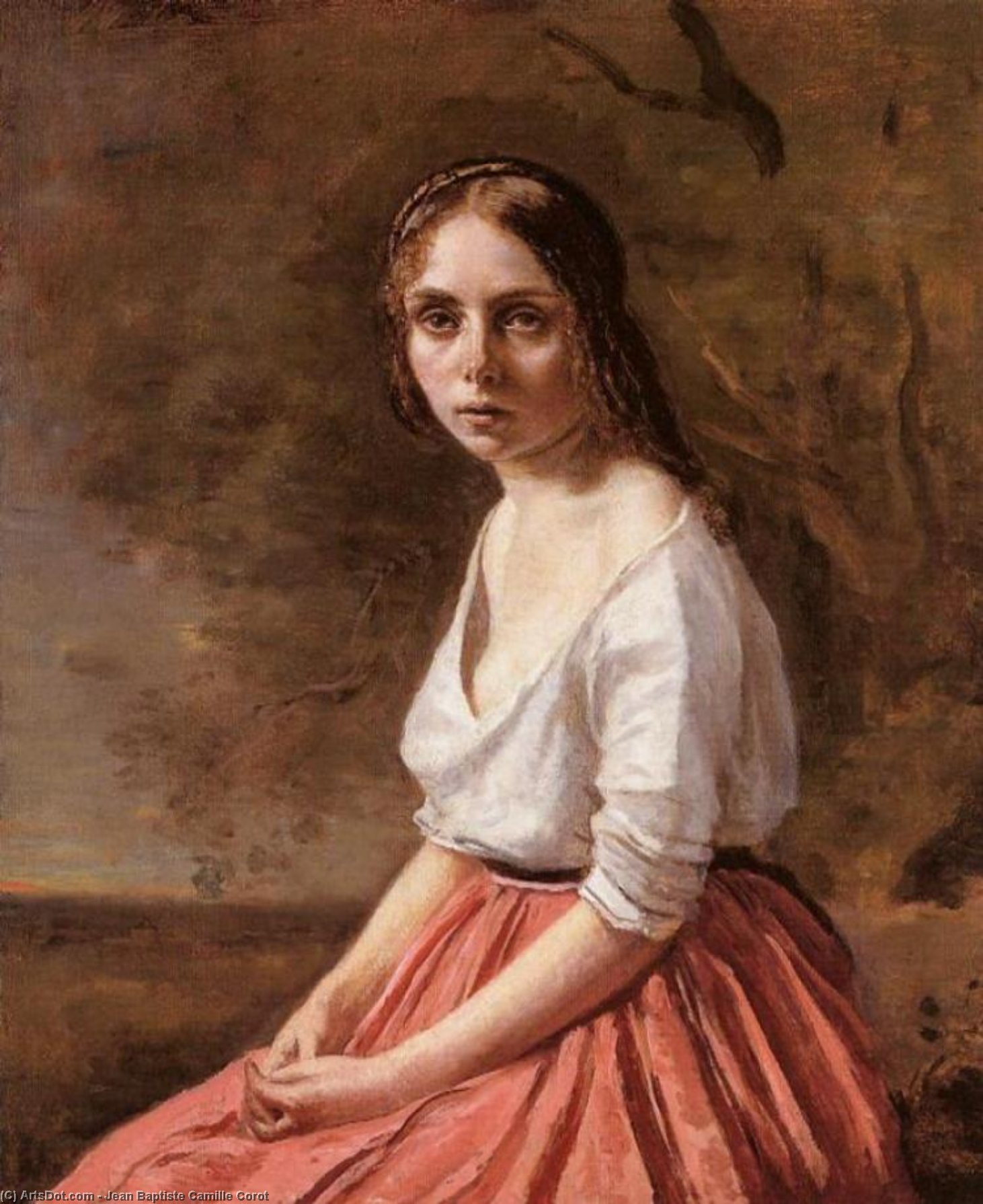 Wikioo.org - The Encyclopedia of Fine Arts - Painting, Artwork by Jean Baptiste Camille Corot - Young Woman