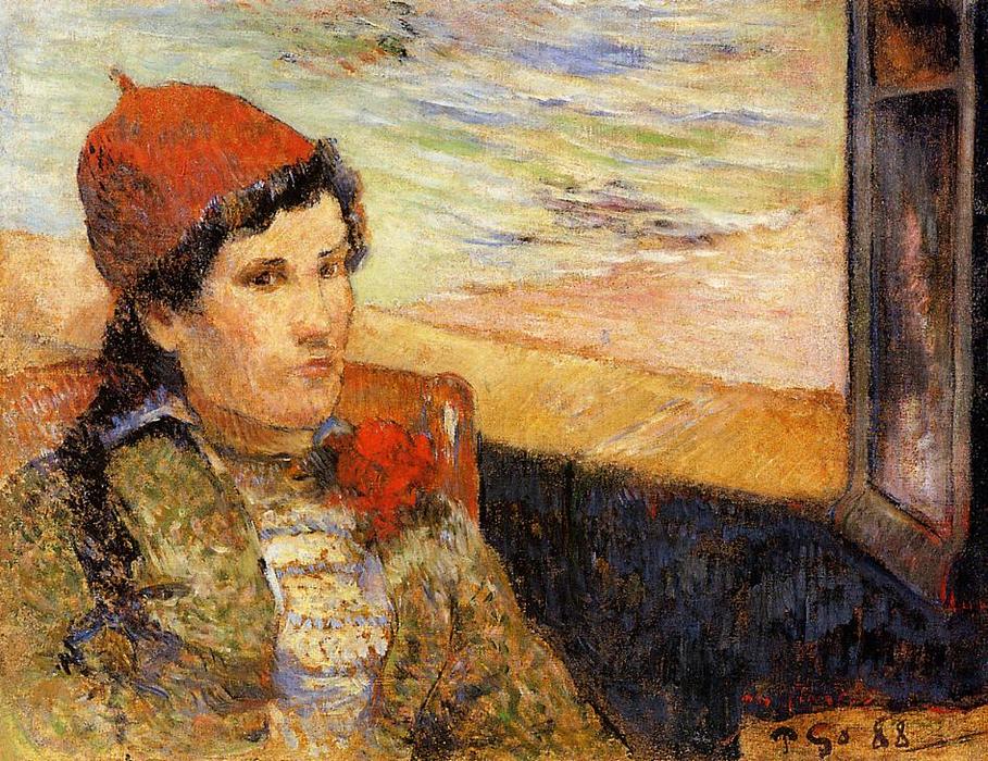 WikiOO.org – 美術百科全書 - 繪畫，作品 Paul Gauguin -  年轻女子  在  窗口
