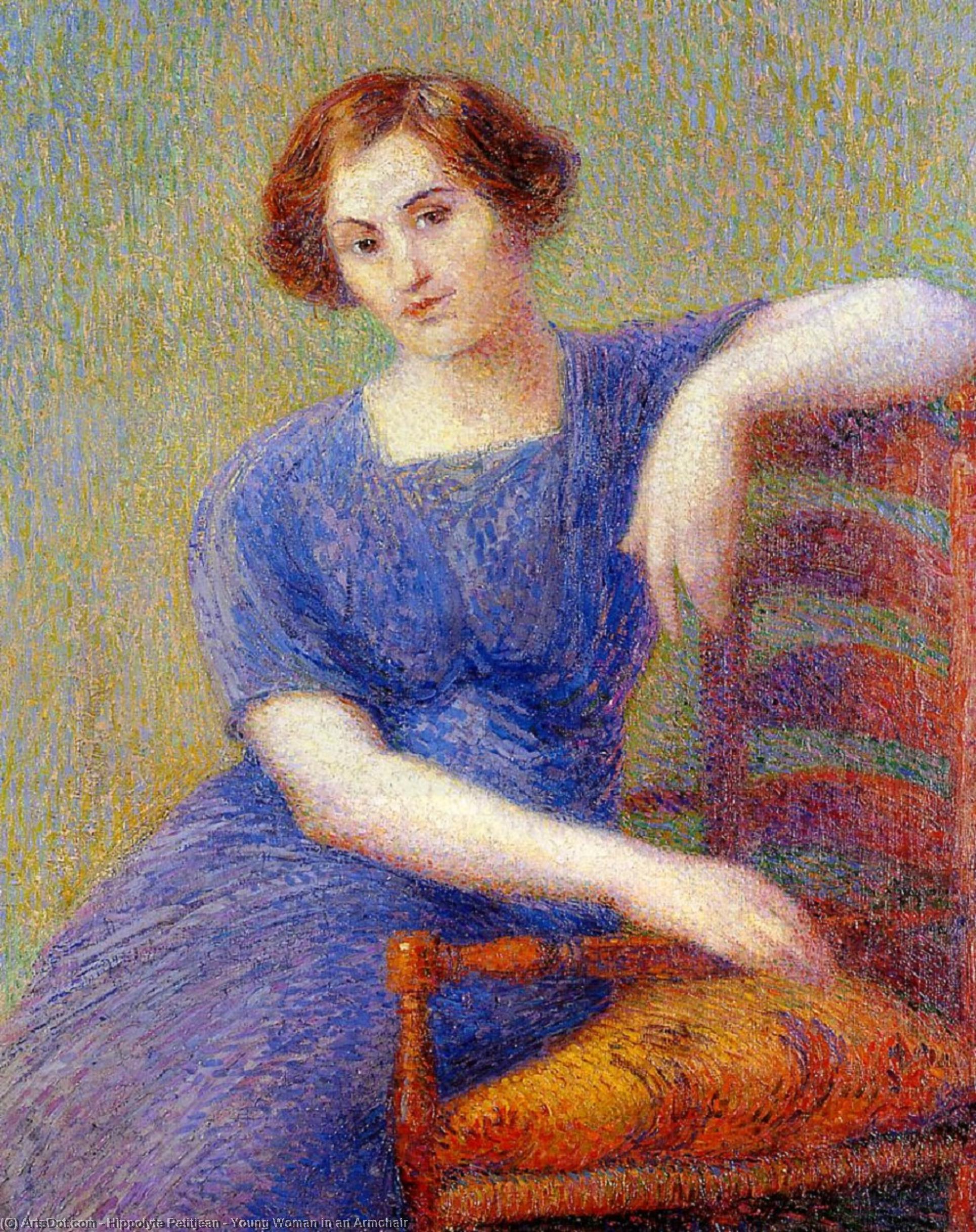 Wikoo.org - موسوعة الفنون الجميلة - اللوحة، العمل الفني Hippolyte Petitjean - Young Woman in an Armchair