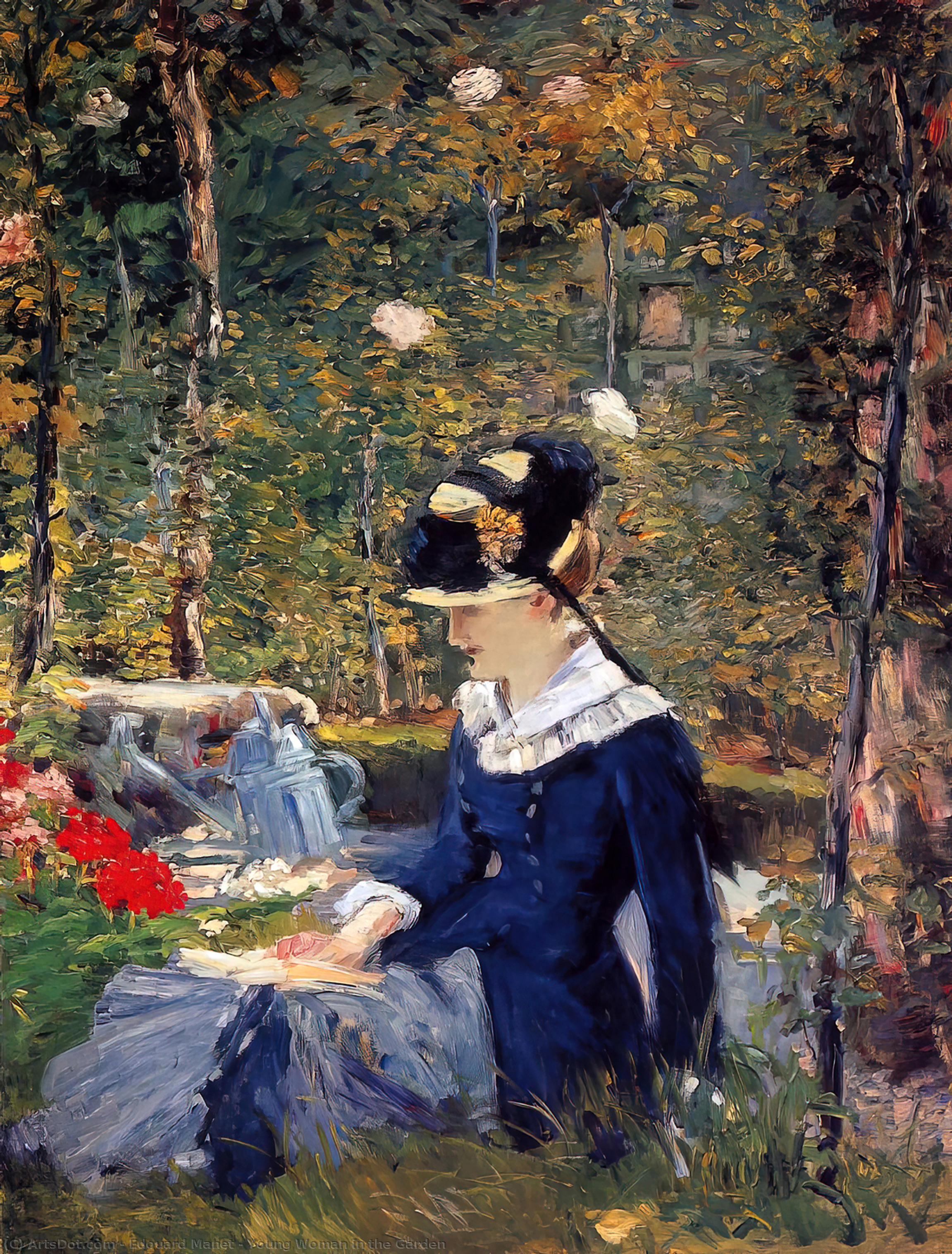 Wikioo.org - The Encyclopedia of Fine Arts - Painting, Artwork by Edouard Manet - Young Woman in the Garden
