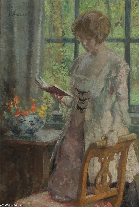 WikiOO.org - Enciclopedia of Fine Arts - Pictura, lucrări de artă Julius Garibaldi Melchers - Young Woman Reading