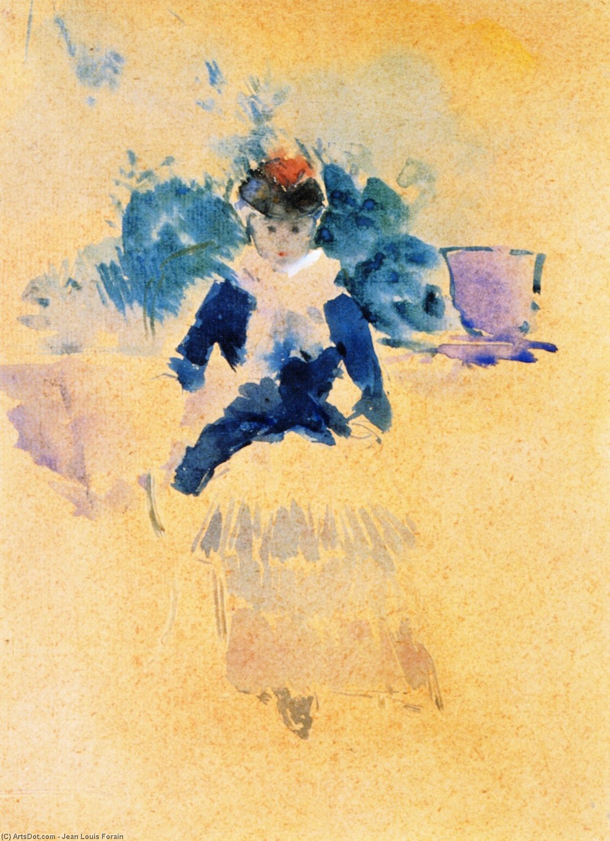 WikiOO.org - Енциклопедия за изящни изкуства - Живопис, Произведения на изкуството Jean Louis Forain - Young Woman Seated (also known as Jeune femme assise)