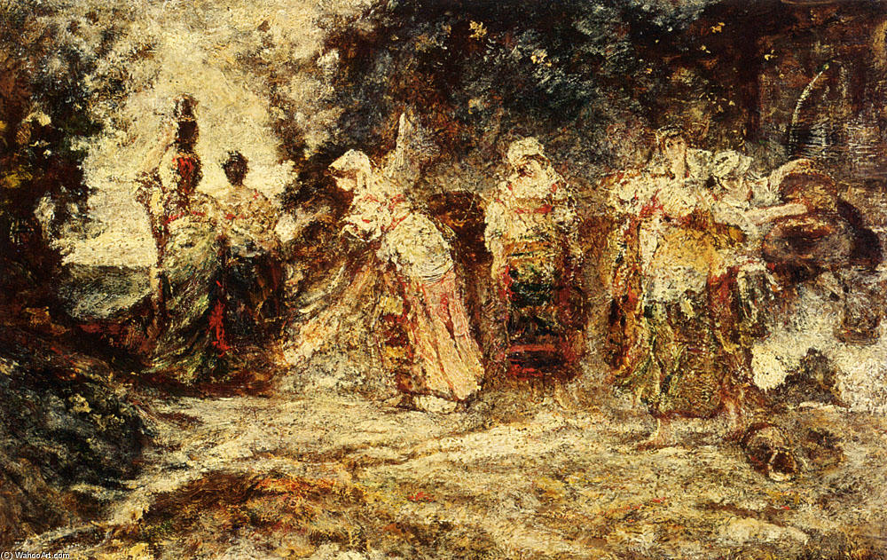 Wikioo.org - The Encyclopedia of Fine Arts - Painting, Artwork by Adolphe Joseph Thomas Monticelli - At The Well