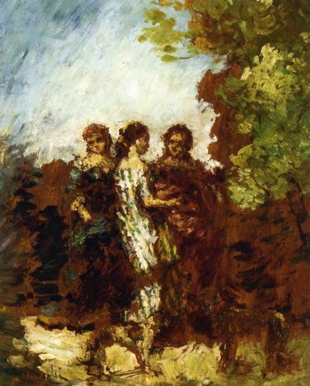 Wikioo.org - The Encyclopedia of Fine Arts - Painting, Artwork by Adolphe Joseph Thomas Monticelli - Three Friends