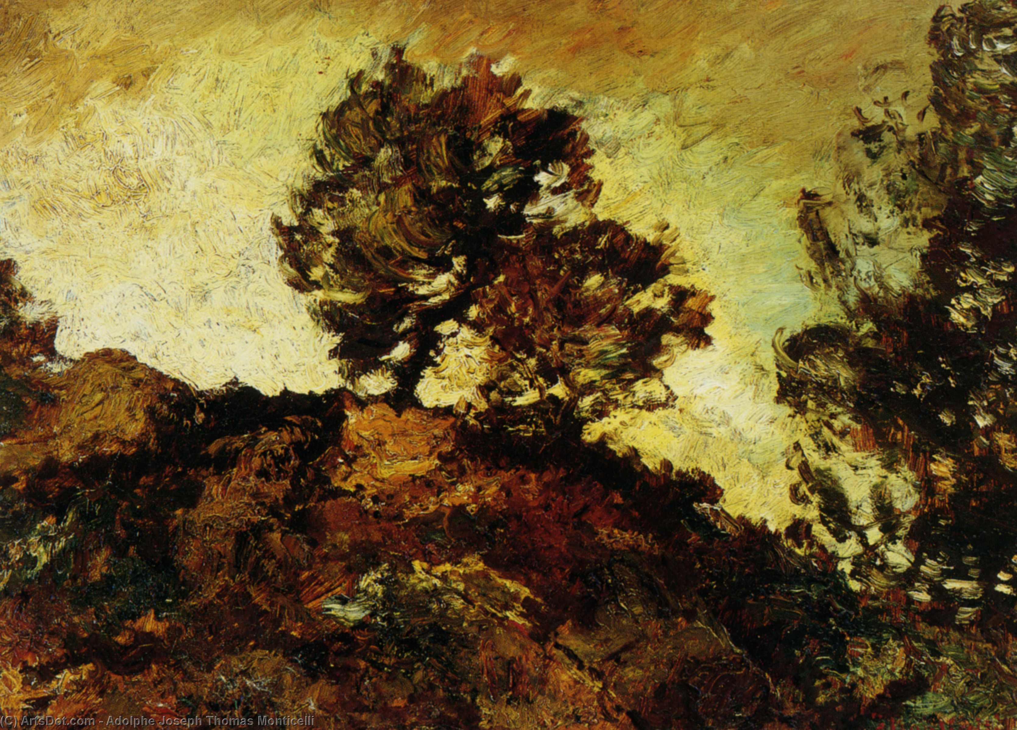 Wikioo.org - The Encyclopedia of Fine Arts - Painting, Artwork by Adolphe Joseph Thomas Monticelli - Rocky Landscape