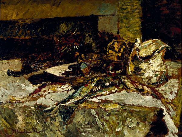 Wikioo.org - The Encyclopedia of Fine Arts - Painting, Artwork by Adolphe Joseph Thomas Monticelli - Still Life with Sardines and Sea-Urchins