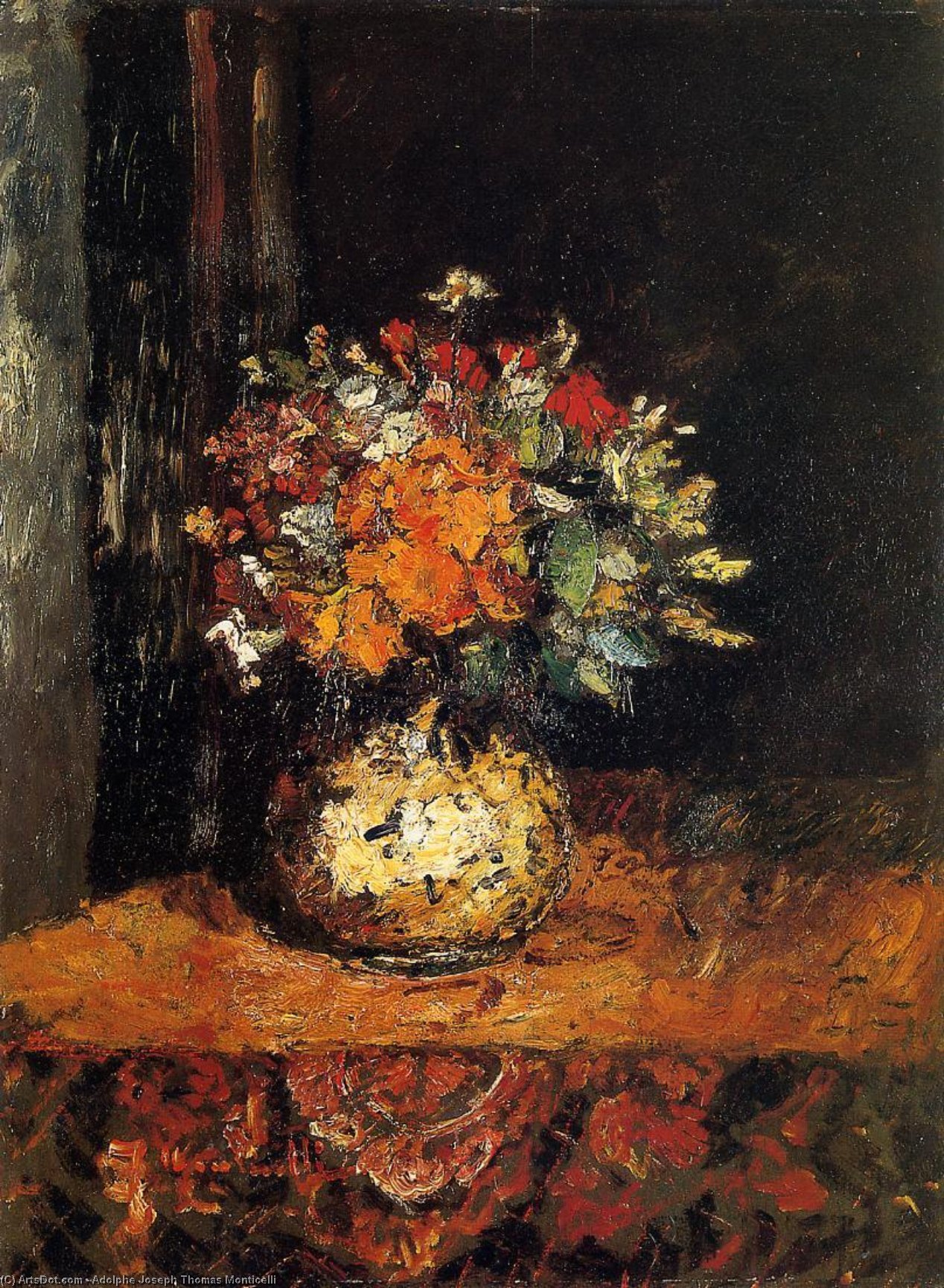 Wikioo.org - The Encyclopedia of Fine Arts - Painting, Artwork by Adolphe Joseph Thomas Monticelli - Bouquet of Flowers