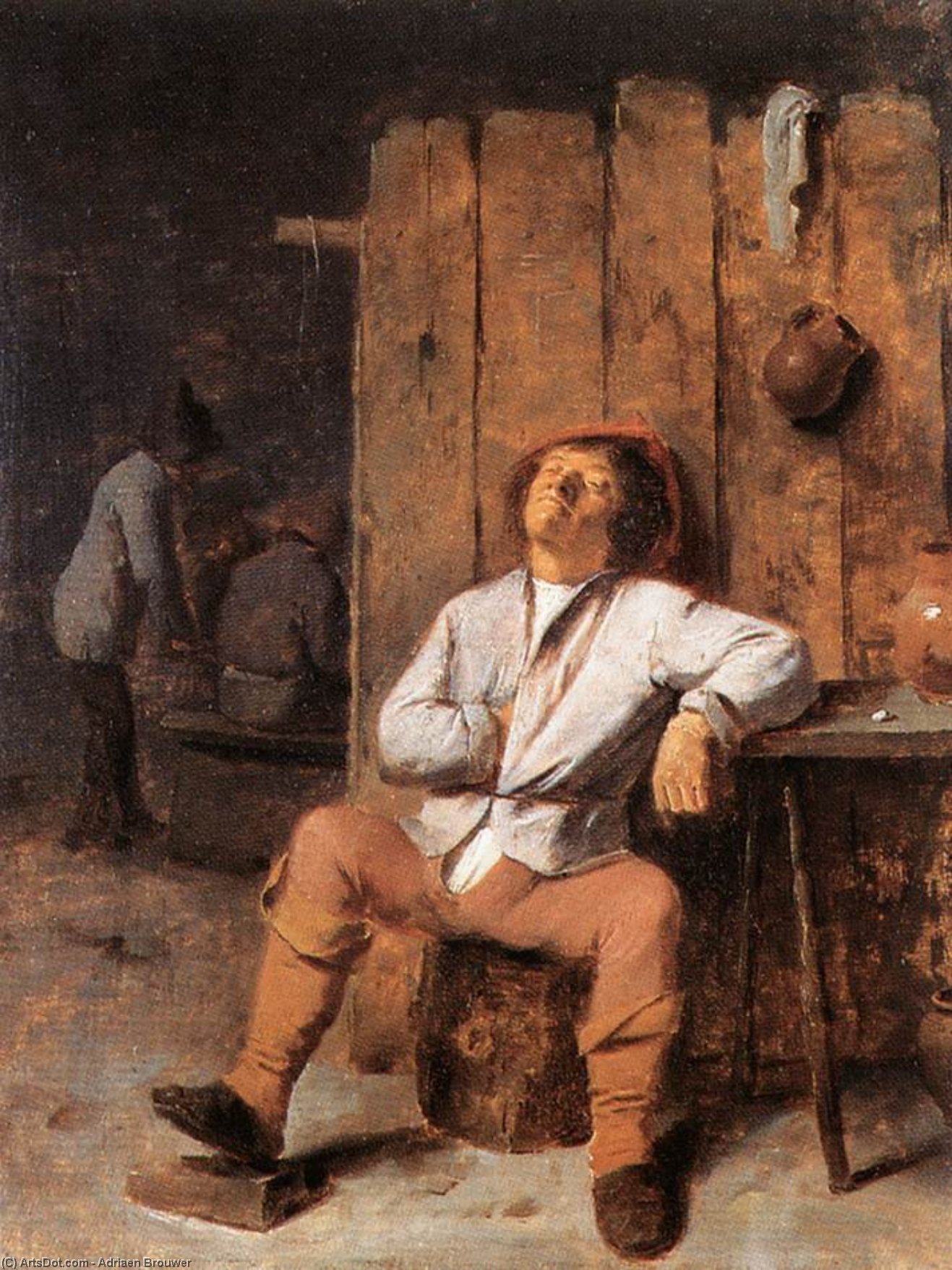 Wikioo.org - The Encyclopedia of Fine Arts - Painting, Artwork by Adriaen Brouwer - A Boor Asleep