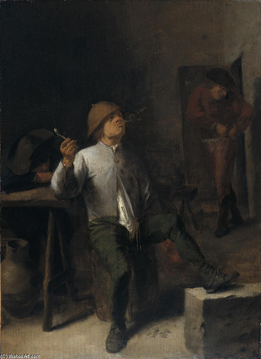 WikiOO.org - Encyclopedia of Fine Arts - Schilderen, Artwork Adriaen Brouwer - The Smoker
