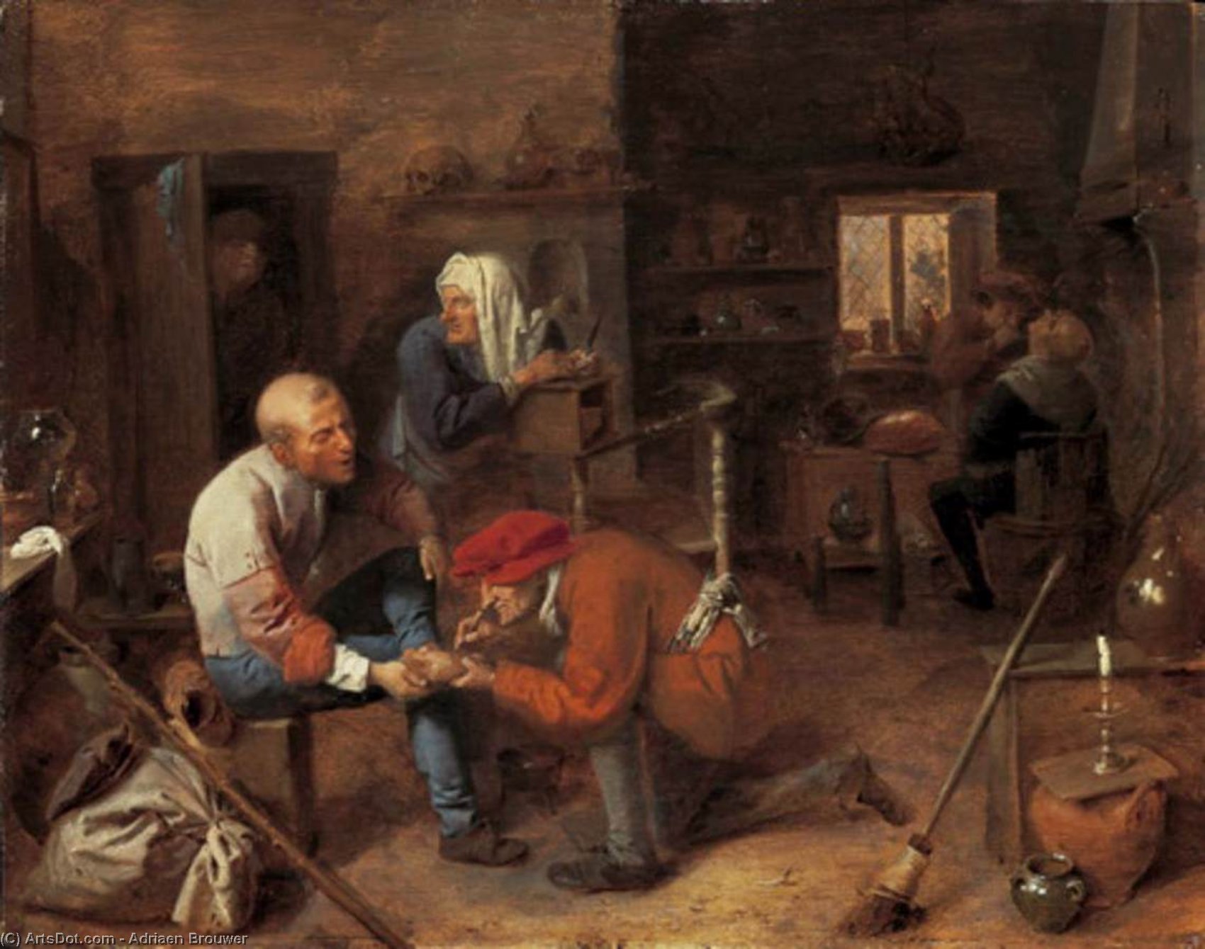 Wikioo.org - The Encyclopedia of Fine Arts - Painting, Artwork by Adriaen Brouwer - Village barbershop