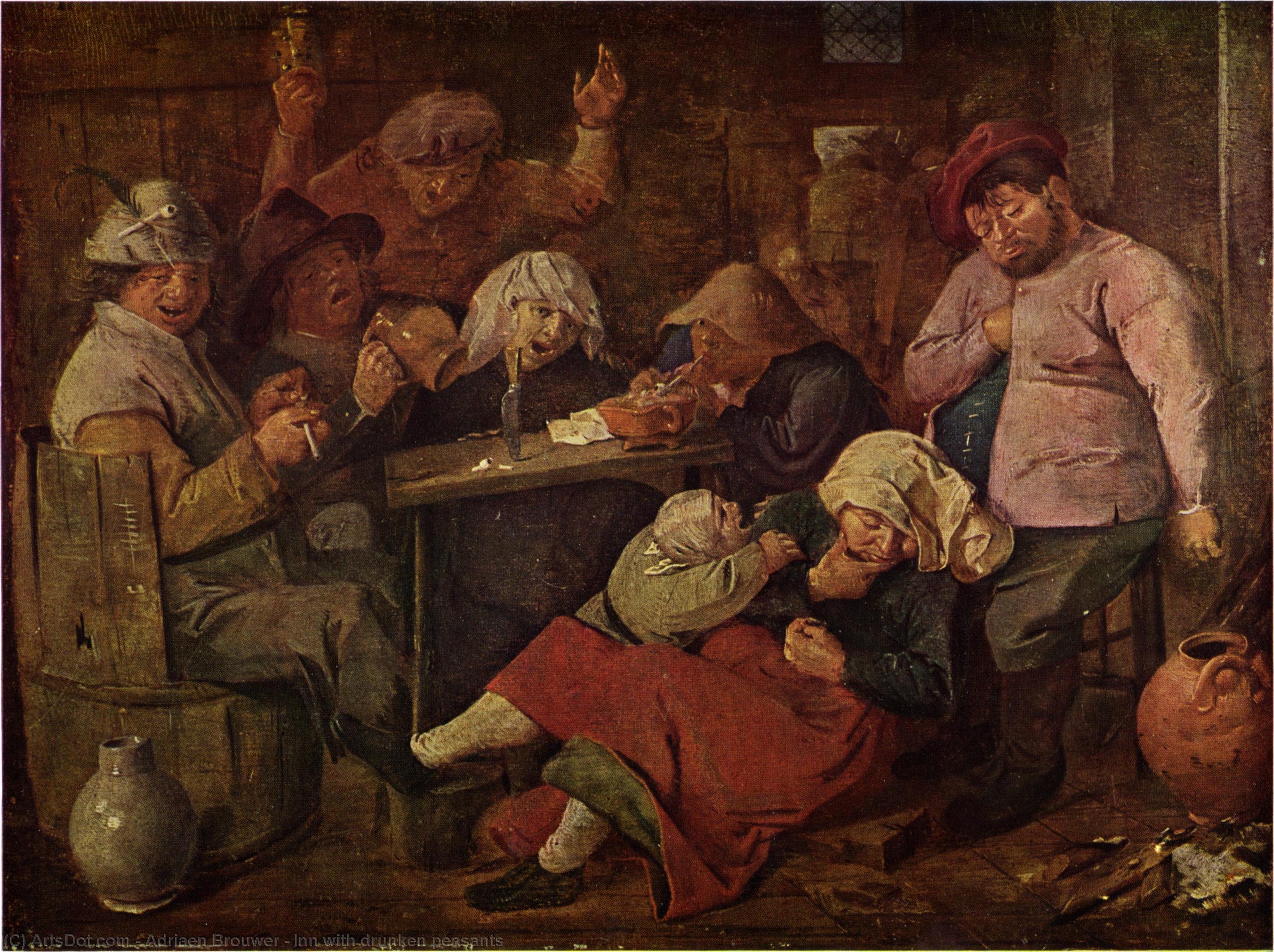 Wikioo.org - The Encyclopedia of Fine Arts - Painting, Artwork by Adriaen Brouwer - Inn with drunken peasants