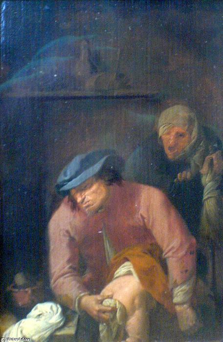 Wikioo.org - The Encyclopedia of Fine Arts - Painting, Artwork by Adriaen Brouwer - Father's of unpleasant duties