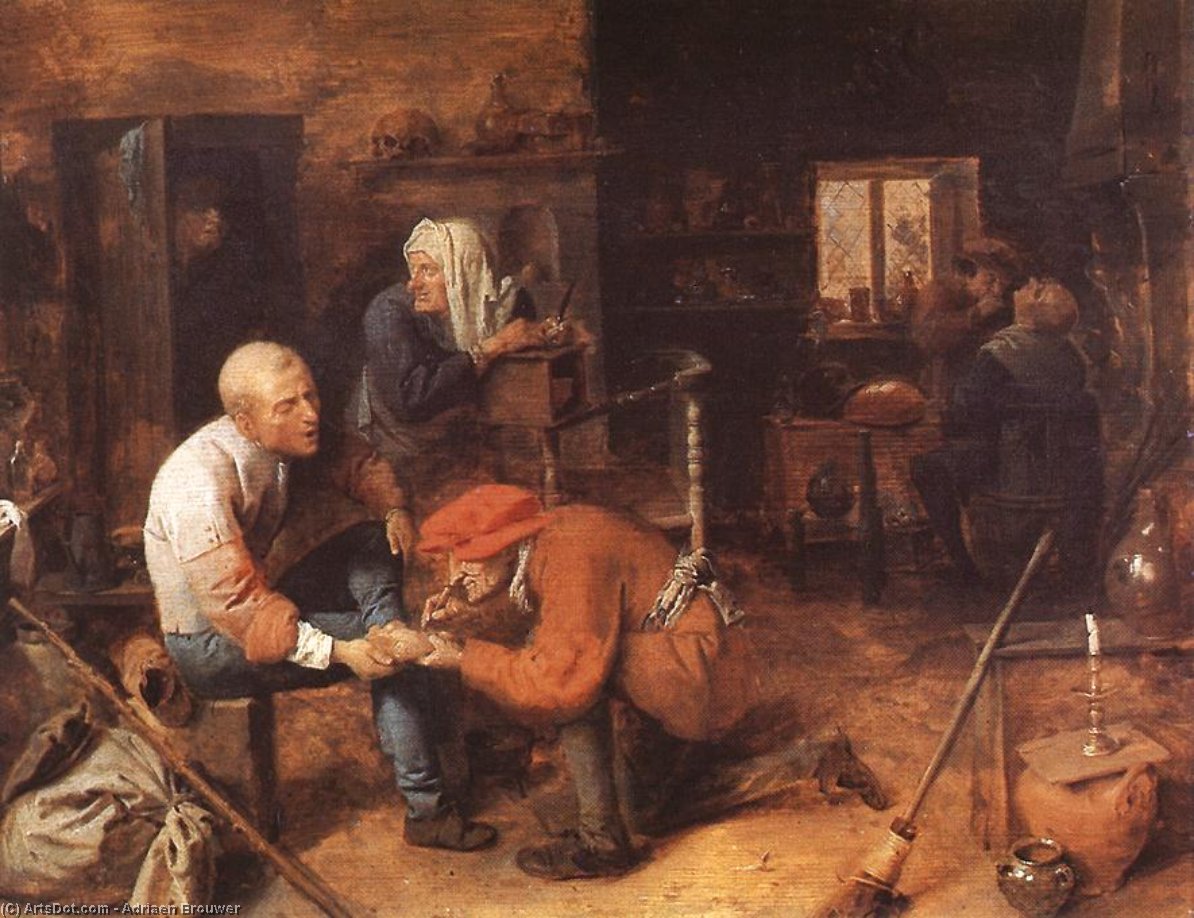 Wikioo.org - The Encyclopedia of Fine Arts - Painting, Artwork by Adriaen Brouwer - Operation on foot