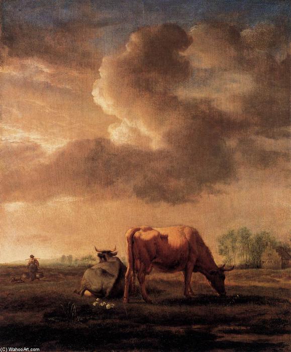 Wikioo.org - The Encyclopedia of Fine Arts - Painting, Artwork by Adriaen Van De Velde - Cows on a Meadow