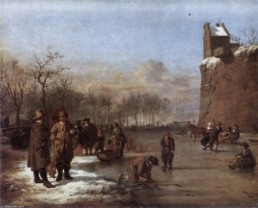 Wikioo.org - The Encyclopedia of Fine Arts - Painting, Artwork by Adriaen Van De Velde - Amusement on the Ice