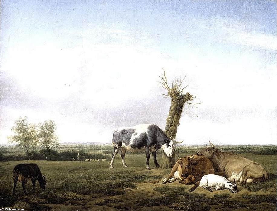 Wikioo.org - The Encyclopedia of Fine Arts - Painting, Artwork by Adriaen Van De Velde - Cattle and Goats in a Meadow