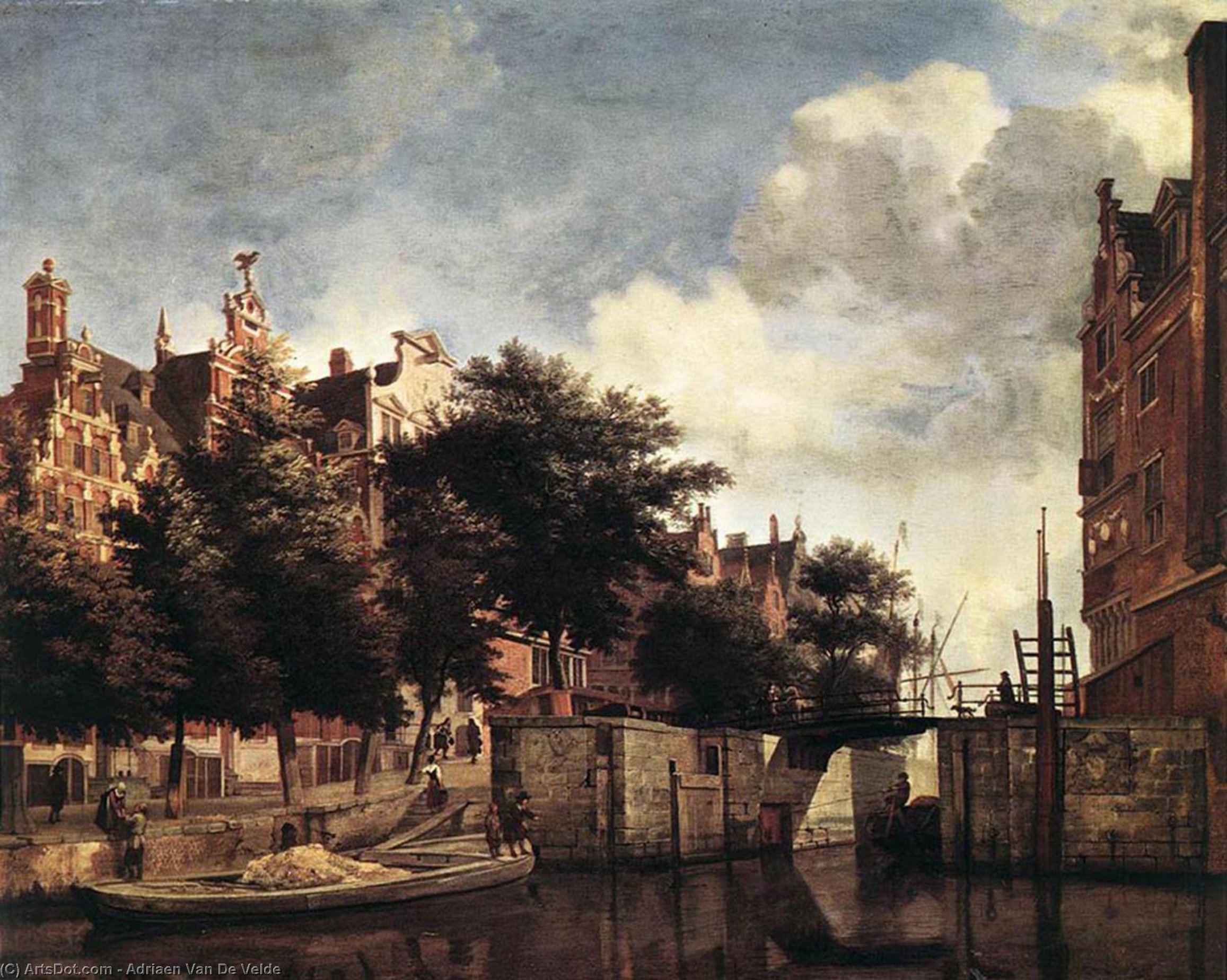 Wikioo.org - The Encyclopedia of Fine Arts - Painting, Artwork by Adriaen Van De Velde - The Martelaarsgracht in Amsterdam