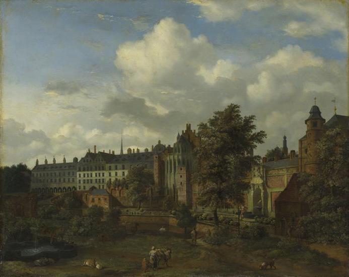 Wikioo.org - The Encyclopedia of Fine Arts - Painting, Artwork by Adriaen Van De Velde - View of the ancient castle of the Dukes of Burgundy in Brussels